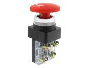 Unique Bargains 40mm Red Sign Mushroom Emergency Stop Push Button Switch 1 NC 1 NO 6A 660V AC