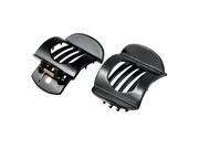 Girls Plastic Hairpin Clamp Black Hair Claw Clips Ornament 2 Pcs