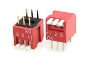 Unique Bargains 5xDouble Row Red 3 Positions 3P 6 Pin Piano Type DIP Switch