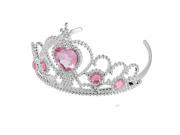 Unique Bargains Woman Party Crown Plastic Pink Heart Round Rhinestone Headband Hair Band