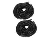 Unique Bargains 2pcs 8mm Dia 10.5m Long Flexible Spiral Tube Wrap Cable Wire Organizer Black