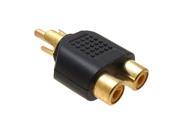 Unique Bargains TV Gold Plated RCA Y Splitter Male Plug to 2 x Female Sockets Converter Adapter