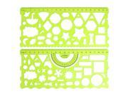 Transparent Clear Green Children Learning Drawing Template Rulers 2 Pcs