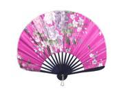 Unique Bargains Blooming Flower Printed Mini Chain Decor Folding Hand Fan Party Gift Pink