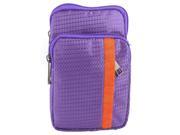 Portable Check Pattern Vertical Bag Pouch Holder Purple for Smartphone MP4 Keys