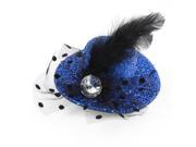 Unique Bargains Woman Hairstyle Blue Tinsel Cover Mini Hat Style Alligator Hair Clip