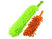 Unique Bargains 2 Pcs Auto Car Yellowgreen Orange Care Glazing Cleaning Tool Dusters
