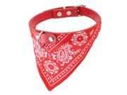 Unique Bargains Faux Leather Band Adjustable Triangular Scarf Decor Dog Cat Pet Collar Red