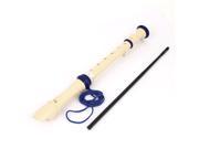 Portable Plastic 8 Holes Flute Soprano Recorder w Cleaning Stick Beige Blue