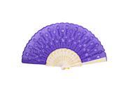 Dark Purple Wavy Brim Chinese Japanese Tradition Folding Hand Fan