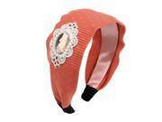 Unique Bargains Salmon Pink Glistening Rhinestone Detail Hairband Headband for Women