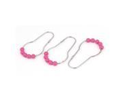 Unique Bargains Pink Plastic Roller Beads Home Bathroom Shower Curtain Metal Ring Hook 3Pcs