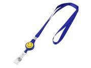 Smile Pattern Retractable Badge Reel Necklace ID Lanyard Keyring Key Holder Blue