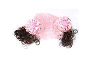 Unique Bargains Girls Hairdressing Curly Wig Flowers Decor Hollow Out Hairband Headband Pink