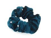 Faux Rhinestone Decorated Elastic Band Dark Cyan Hair Tie Scrunchie for Lady