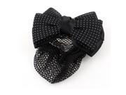 Woman Hairdressing Black Bowknot Ornament Snood Net French Hair Clip