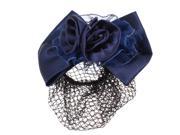 Unique Bargains Polyester Floral Snood Net Bun Cover Barrette Hair Clip Dark Blue for Ladies