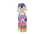 Unique Bargains Dots Decor Headband Chinese Minority Woman Costume Wooden Doll 135mm