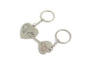 Unique Bargains Unique Bargains Gender Symbol Engraved Couples Heart Lock Key Ring 2 Pcs