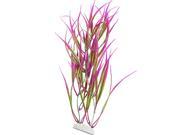 Unique Bargains Aquarium Plastic Purple Green Long Grass w Ceramic Base
