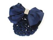 Unique Bargains Women Navy Blue Polyester Bowknot Detail Barrette Snood Net Hair Clip