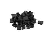 Furniture Parts 20mmx30mm Plastic Rectangle Tubing Plug Covers Black 50 Pcs