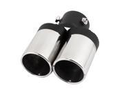 Unique Bargains Car Stainless Steel 2 Round Outlet Exhaust Tail Muffler Tip Silver Tone Black