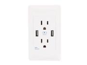 DC 5V 2A USB Charger Receptacle Tamper Resistant US Socket AC 125V 15A White