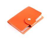 Faux Leather Rectangle Button Press Bank Credit Business Card Holder Orange