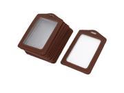Unique Bargains Faux Leather Vertical Office Business Name Tag ID Badge Card Holder Brown 10PCS