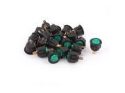 20Pcs Green Lamp On Off 3 Pins SPST Round Button Boat Rocker Switches