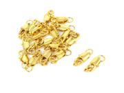 Unique Bargains 20 x 12mm Gold Plated Dual Rings Lobster Clasps Jewelry Connector Kits