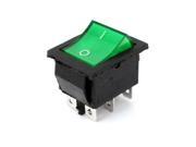 AC220V 15A Green Pilot Lamp DPDT Snap In Mounting 6 Pin Rocker Switch