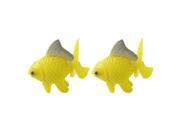 Unique Bargains Aquarium 2 Pcs Yellow Plastic Manmade Fantail Goldfish