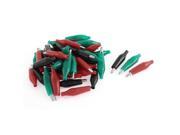 Unique Bargains 48pcs Black Green Red Rubber Boots Metal Alligator Test Clip 43mm for Battery