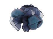 Unique Bargains Lady Organza Flower Decor Braided Elastic Band Hair Tie Ponytail Holder Blue
