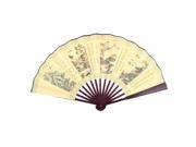 Unique Bargains Chinese Traditional Poem Printed Bamboo Frame Folding Hand Fan w Box