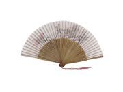 Chinese Style Carved Bamboo Rib Tree Birds Pattern Folding Hand Fan for Party