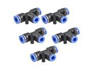 Unique Bargains 5x Air Pneumatic Tee Adapters 10mm to 8mm One Touch Fittings Connectors