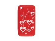 White Heart Decor Red Silicone Protector for iPhone 3G