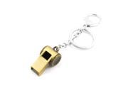 Unique Bargains Silver Bronze Tone Metal Whistle Pendant Keychain Key Ring Holder