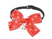 Unique Bargains Anchor Star Printed Bell Ornament Pet Dog Puppy Bowtie Bowknot Red