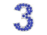 Vehicle Car Bling Rhinestones Accent Number 3 Style Sticker Ornament Blue