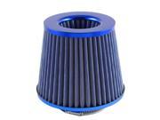 Universal 3 Inlet Blue Round Cone Shape High Flow Air Intake Filter for Car