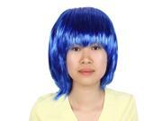 Unique Bargains bobo Style Short Straight Bangs Hair Full Wig Party Cosplay Hairpiece Blue