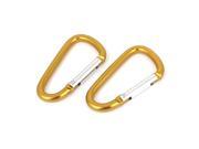 Outdoor Hiking Aluminum Spring Loaded Carabiners Hooks Clip Gold Tone 2PCS