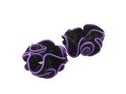 Unique Bargains 2 Pcs Purple Black Velvet Wrap Floral Style Hair Ties Bands Ponytail Holder for Lady