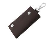 Unique Bargains Foldable Press Stud Button 5 Keyrings Keys Holder Bag Dark Brown