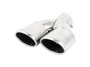 Unique Bargains Car Dual Rolled Tip 63mm Inlet Stainless Steel Exhaust Muffler Pipe Silver Tone