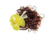 Unique Bargains New Female Costume Curly Girls Brown Wig Yellow Flower